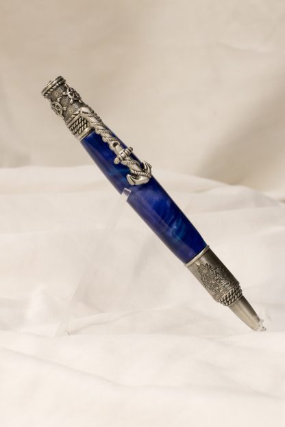 Pen: Pewter Anchor with Blue and Brown Acrylic