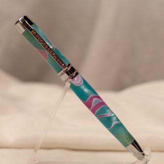 Pen: Princess with Pink Studs on Turquoise and Pink Acrylic