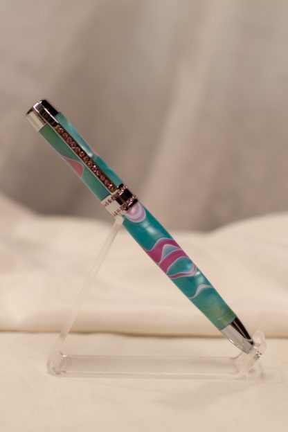 Pen: Princess with Pink Studs on Turquoise and Pink Acrylic