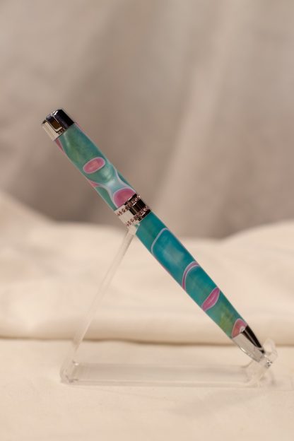 Pen: Princess with Pink Studs on Turquoise and Pink Acrylic - Image 2